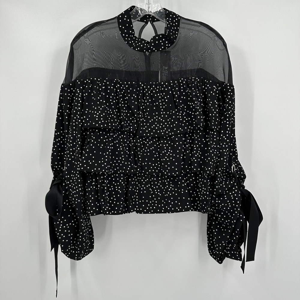 Womens Whimsigoth Polka Dot Blouse Size L Sheer Gothic Romantic Coquette Party